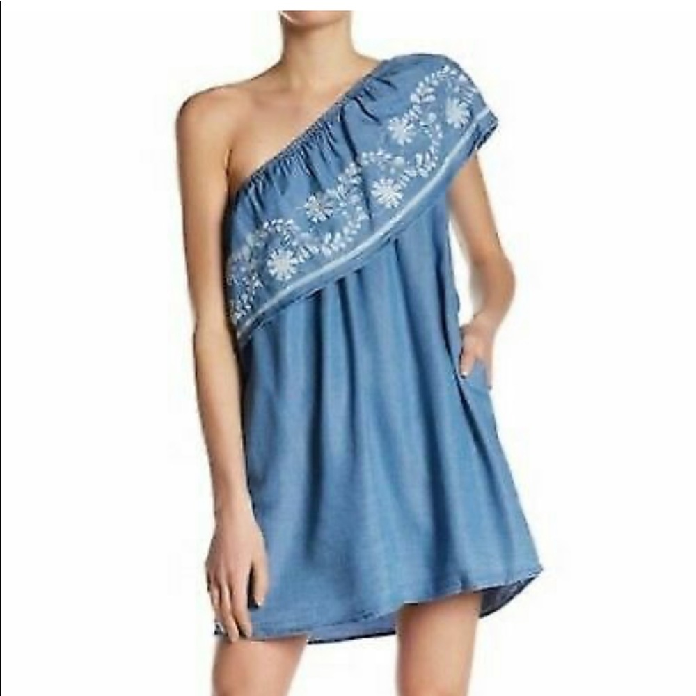 Rebecca Minkoff Light Blue One Shoulder Dress NEW